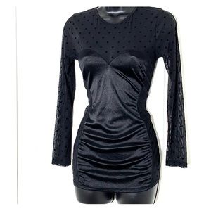 BLACK LINGERIE DRESS SZ XS LONG SLEEVE